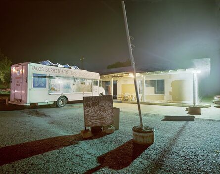 Jim Dow, ‘Taquería El Pollo Taco Truck Parked at Night, Woodland, California’, 2011