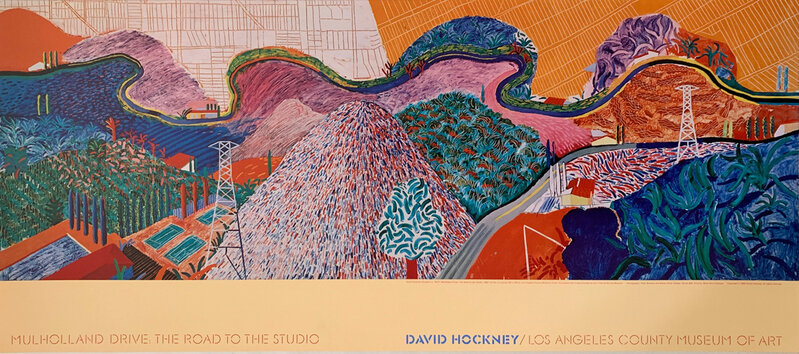 David Hockney, ‘David Hockney Mulholland Drive, The Road to the Studio, Special Continuous Tone (No Dots) Lithograph Poster, LONG SOLD OUT AT LACMA’, 1980, Reproduction, Collotype  Continuous Tone Lithograph (No Dots), David Lawrence Gallery