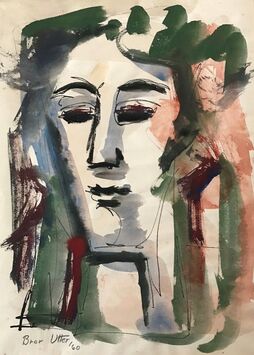 Bror Utter, ‘Modern Abstract Watercolor Bust’, 1960