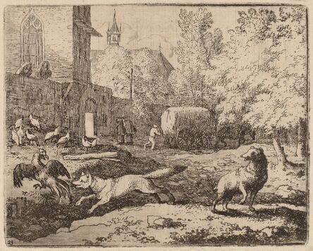 Allart van Everdingen, ‘Reynard Attempts to Pilfer a Rooster’, probably c. 1645/1656