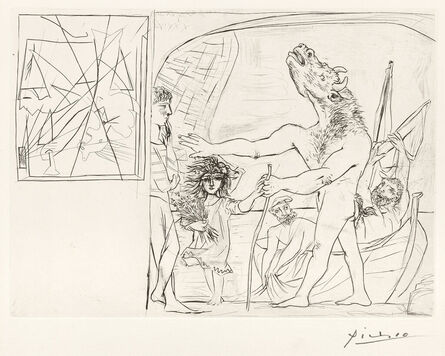 Pablo Picasso, ‘Minotaure aveugle guidé par une fillette, I (Blind Minotaur Guided by a Girl, I), plate 94 from La Suite Vollard (Bl. 222, Ba. 434)’, 1934
