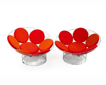 ‘A pair Verner Panton for Plus-Linje Peacock chairs’