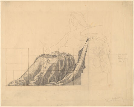 Kenyon Cox, ‘Drapery Study for Reclining Female Study for "Painting"’