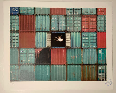 JR, ‘The ballerina jumping in containers, Le Havre, France’, 2014