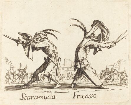 after Jacques Callot, ‘Scaramucia and Fricasso’
