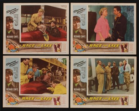 Anon, ‘ RACE FOR LIFE 6 Lobby Cards '54 Conte, cool car racing images, every curve cries DANGER!’, 1954