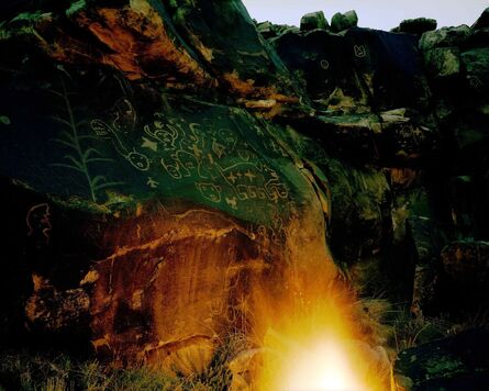 Steve Fitch, ‘A Fire And Petroglyphs At Dusk Near San Cristobal Ruin, New Mexico, July 28’, 1983