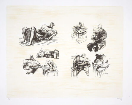 Henry Moore, ‘Eight sculptural ideas girl writing’, 1973