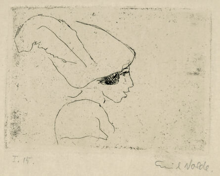 Emil Nolde, ‘Mädchenprofil (Mädchen mit Hut) (Girl Profile (Girl with Hat))’, 1911