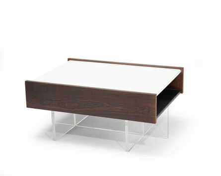 John Scott, ‘A John Scott custom designed Lucite, walnut, and white marble end table’