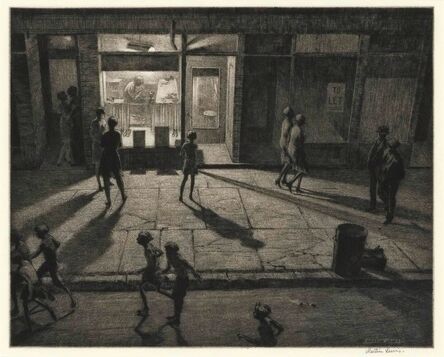 Martin Lewis, ‘Spring Night, Greenwich Village (Mcc. 85)’, 1930