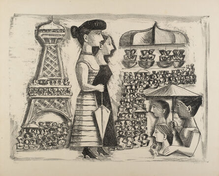 Massimo Campigli, ‘Donne alla Torre Eiffel’, 1952