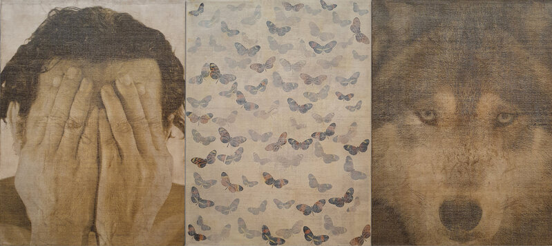 Nazar Yahya, ‘Yusuf and the Butterflies’, 2011, Photography, Photography printed on rice paper and executed on canvas, Q0DE