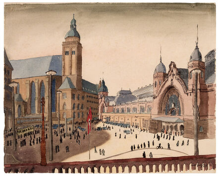 Carl Grossberg, ‘Square in front of the main station, Cologne’, 1935