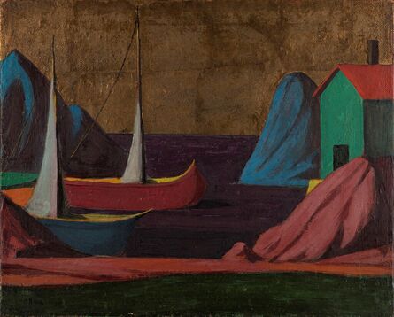 Pompeo Borra, ‘Paesaggio fondo oro’, 1942