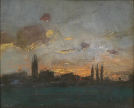 J. Frank Currier (Joseph Frank Currier), ‘Twilight in Schleissheim’, ca. 1880