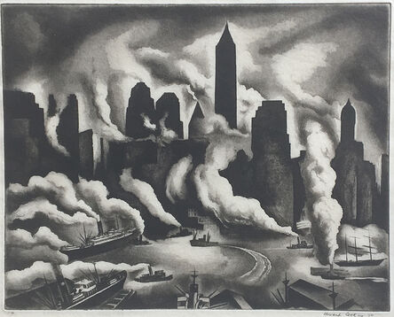 Howard Cook, ‘Harbor Skyline’, 1930