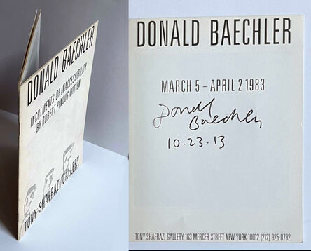 Donald Baechler, ‘Limited edition Tony Shafrazi exhibition catalogue (hand signed and dated by Donald Baechler)’, 1983