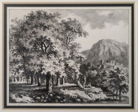 Salomon Gessner, ‘Ideal landscape with figures and temple. 1769.  - Ideal landscape with wayside shrine.’, 1769