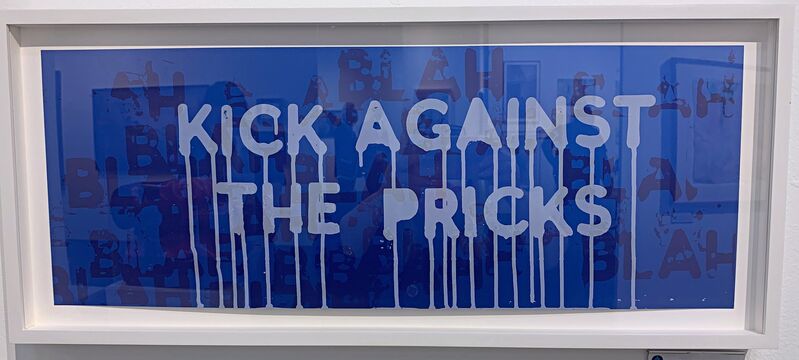 Mel Bochner, ‘Kick Against the Pricks (Blah..Blah...Blah...)’, 2018, Print, Two color silkscreen on boutique silk fair paper with blue-colored back, 350 gsm paper, Alpha 137 Gallery