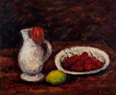 Arturo Tosi, ‘Still life with jug and cherries’