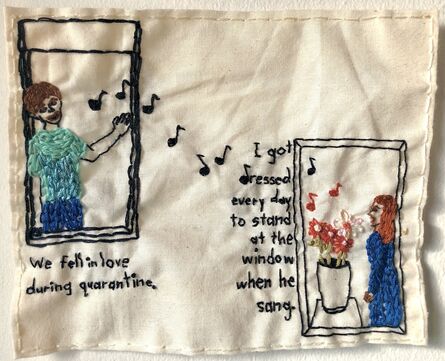 Iviva Olenick, ‘We fell in love during quarantine - love narrative embroidery’, 2020