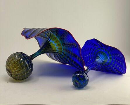 Dale Chihuly, ‘Dale Chihuly Cobalt Persian Set with Cadmium Red Lip Wraps Handblown Glass Art’, Unknown