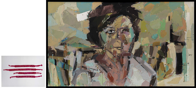 Eşref Yıldırım, ‘Forough Farrokhzad’, 2020, Painting, Mixed media on canvas, embroidered rope, Zilberman Gallery