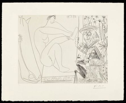 Pablo Picasso, ‘Au cirque. Écuyère se chaussant dans les coulisses et clown au trapèze’, 1971