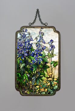 Tiffany Studios, ‘Rare 'Delphinium and Poppy' Transparency Panel ’, ca. 1910