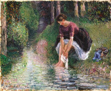 Camille Pissarro, ‘Woman Washing Her Feet In A Brook’, 1894