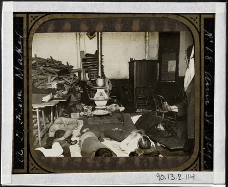 Jacob A. Riis, ‘Men's lodging room in West 47th Street Station’, ca. 1890
