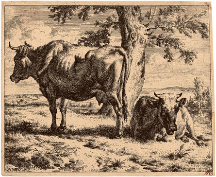 Adriaen van de Velde, ‘Two Cows Under a Tree’, ca. 1670