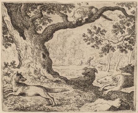 Allart van Everdingen, ‘Reynard's Father and the Cat Pursued by Hounds’, probably c. 1645/1656