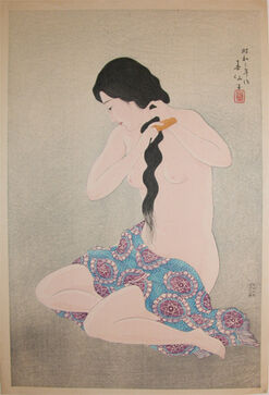 Natori Shunsen, ‘Combing Her Hair’, 1928