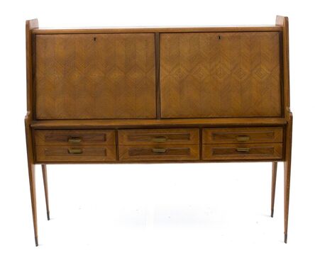 Unknown Italian, ‘Cabinet with double flap and six front drawers ; stylized line legs’