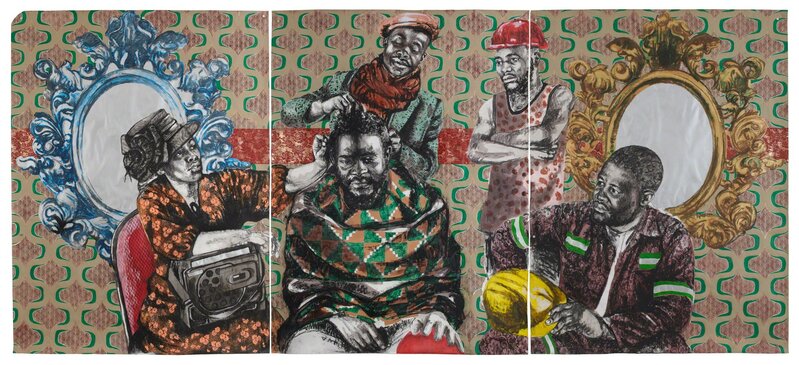 Bambo Sibiya, ‘Untitled (triptych)’, 2018, Painting, Acrylic & charcoal on paper, Larkin Durey