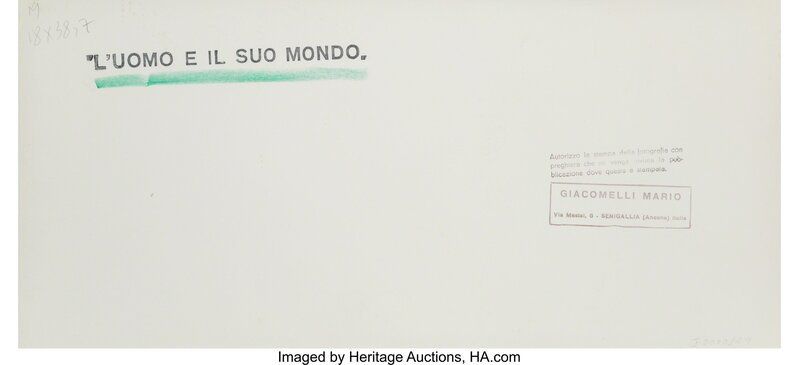 Mario Giacomelli, ‘L'Uomo e il Suo Mondo’, circa 1960-printed later, Photography, Gelatin silver, Heritage Auctions