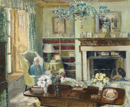 Attributed to Amy Katherine Browning, ‘View of an interior with two seated women in conversation’