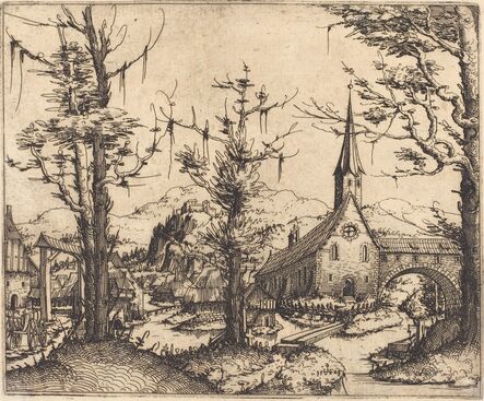 Augustin Hirschvogel, ‘Landscape with a Village Church’, 1545