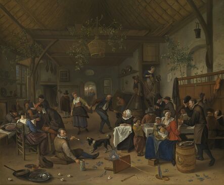 Jan Steen, ‘Merrymaking in a Tavern with a Couple Dancing’, 1670