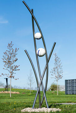 Maheux-Mercier, ‘Convergence Indigo - tall, abstract, marble and powder-coated steel sculpture’, 2023