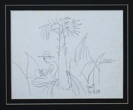 K. G. Subramanyan, ‘Man under the tree, Drawing,  Ink on paper by Padma Vibhushan Artist "In Stock"’, 2003