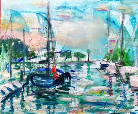 Norma de Saint Picman, ‘Water paintings summer 2019 - plein air in situ paintings, Marina Portorose, central position, late afternoon’, 2019