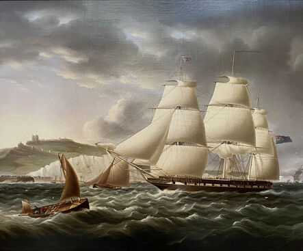 James E. Buttersworth, ‘Naval Frigate Sailing Past Dover Castle’, 1850-1855