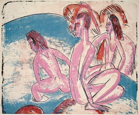 Ernst Ludwig Kirchner, ‘Three Bathers by Stones (Drei Badende an Steinen)’, 1913