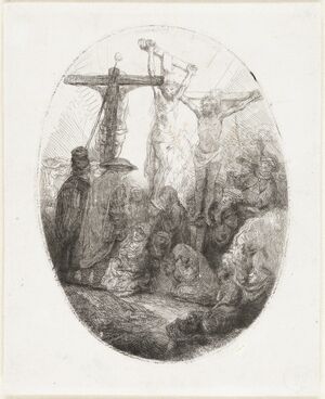 Christ Crucified Between Two Thieves:  An Oval Plate