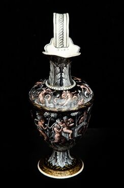 Master I. C., ‘Ewer with the Bacchanal and Procession of Sea Gods ’, France, Limoges, Third quarter of the 16th century