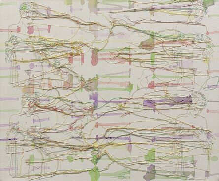 Ghada Amer, ‘Pastel Drips with Four Figures’, 1999