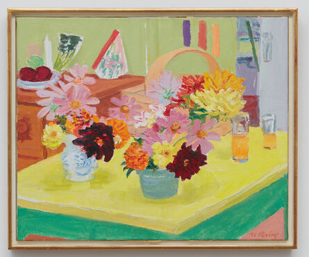 Nell Blaine, ‘Yellow Table with Flowers’, 1974